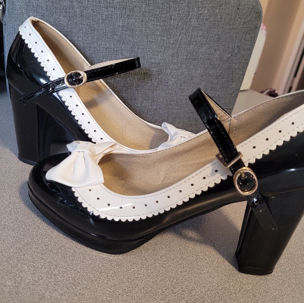 Black and white pumps